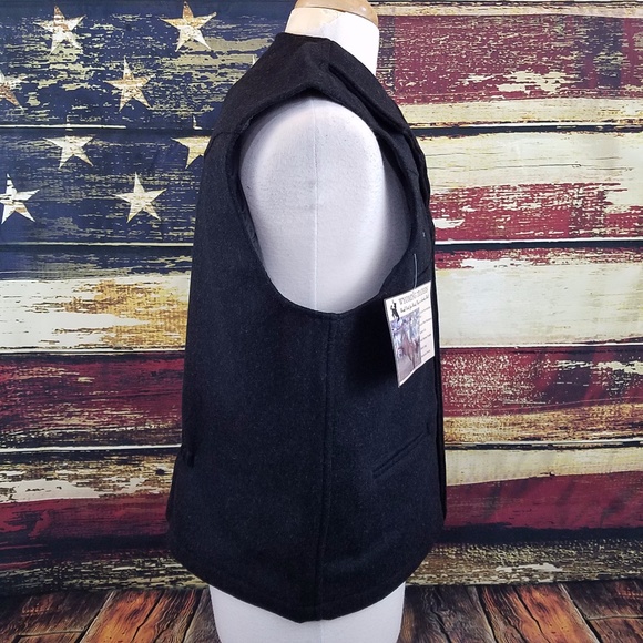 MENS BUCKAROO AUSTRALIAN WOOL COWBOY VEST - BLACK - Picture 6 of 8